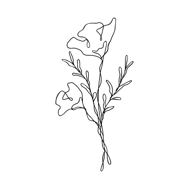 Wild Flower Botanical Line Art | Elegant Floral Leaf Design by RachelFCreative