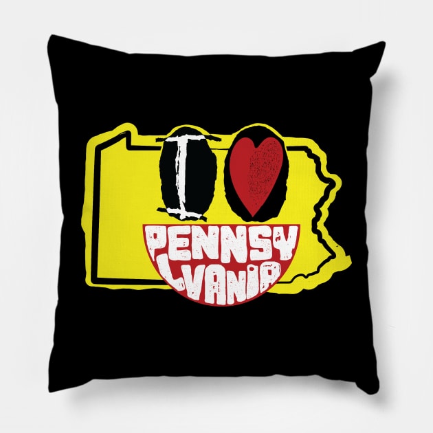 I Love Pennsylvania Smiling Happy Face Pillow by pelagio