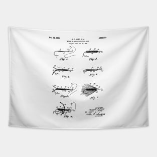 Fly Fishing Patent - Fisherman Art - Black And White Tapestry