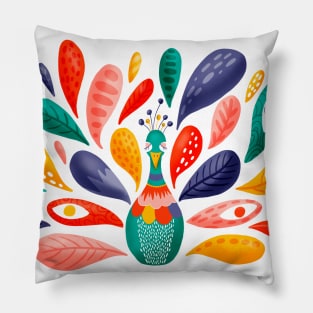 Happy Peacock - colorful palette Pillow