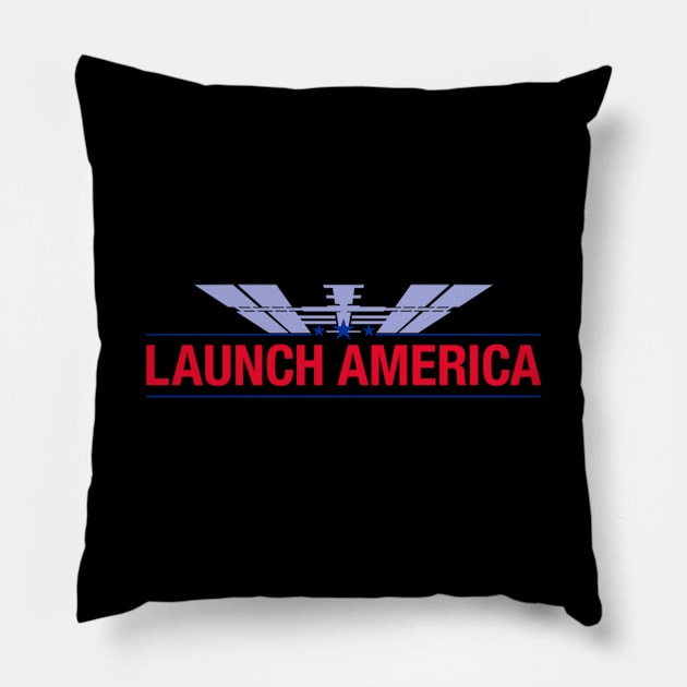 Launch America NASA SpaceX logo Pillow by jutulen