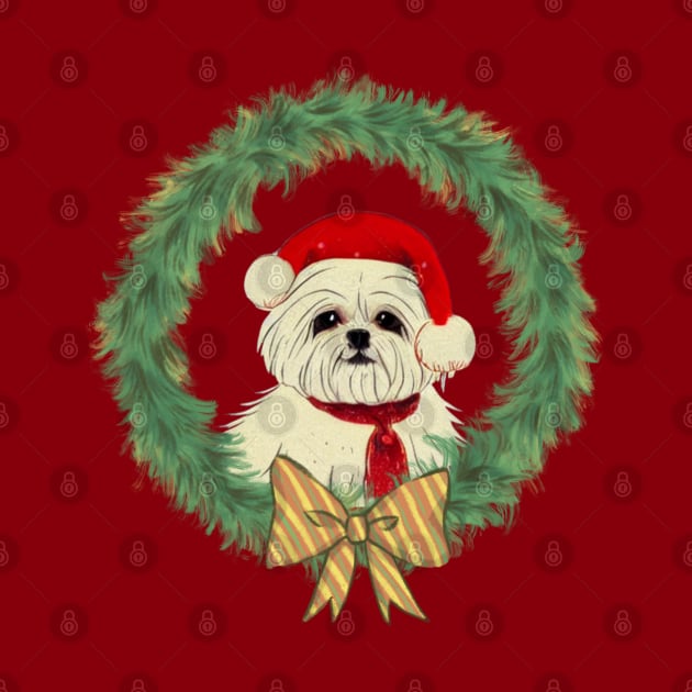 Christmas with Fluffy Small White Dog I Love My Crusty White Dog Puppy So Much by Mochabonk