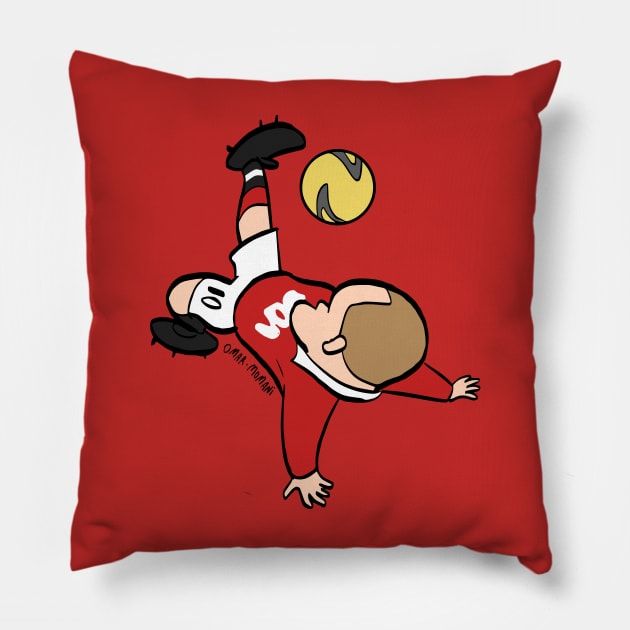 Rooney bicycle kick Pillow by Omar Momani