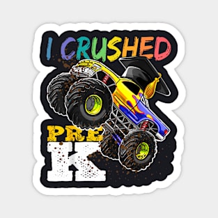 I Crushed Pre K Monster Truck Graduation Cap Boys Magnet