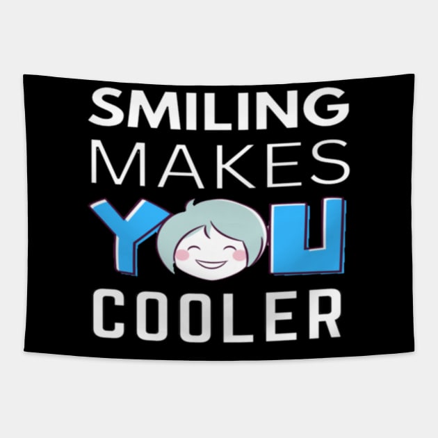 Smiling Makes You Cooler Blue Tapestry by aspinBreedCo2