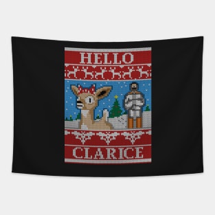 Hello Clarice - Christmas Ugly Sweater - Rudolf / Silence of the Lambs Mashup Tapestry