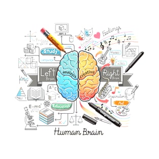 Parts Of The Human Brain - Simple Brain Draw T-Shirt