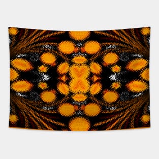 orange and black floral design pattern Tapestry