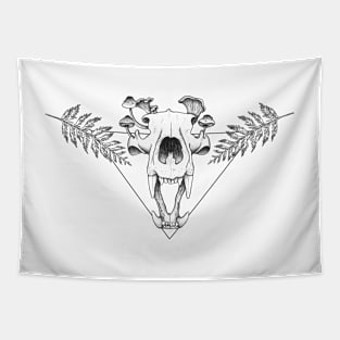 Bear Skull Mushroom Design Tapestry