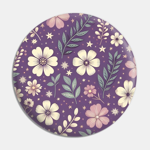 Purple Floral Pin by Jenni Arts