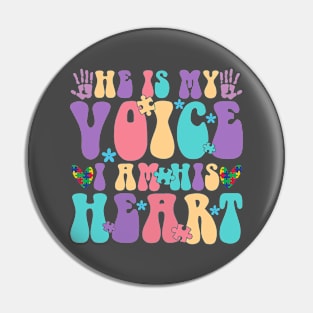 He is my voice I am his heart Autism Awareness Gift for Birthday, Mother's Day, Thanksgiving, Christmas Pin