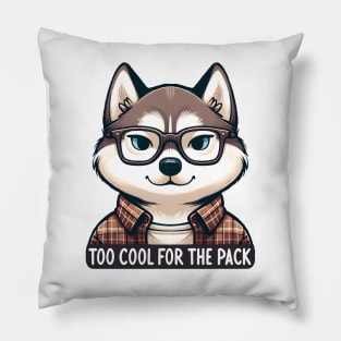 Hipster Husky Dog with Glasses Pillow