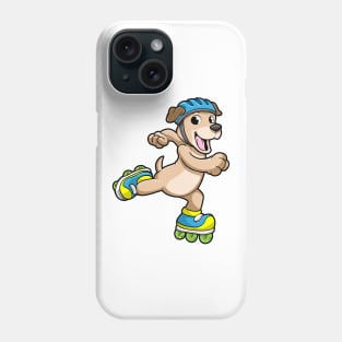 Dog as Inline Skater with Inline Skates and Helmet Phone Case