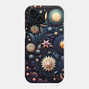 5. Celestial Bohemian Flowers Aesthetic Design Stars Moon Floral Cosmic Pattern Phone Case