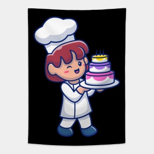 Cute female chef Tapestry