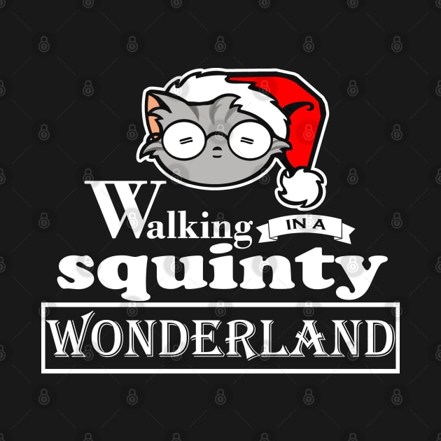 Walking in a Squinty Wonderland - White Outlined Version by Nat Ewert Art