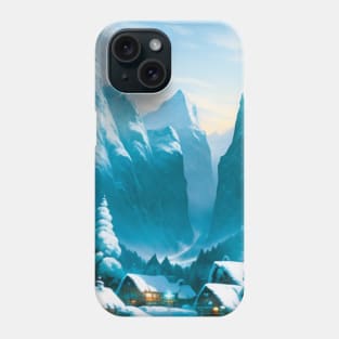 Winter Scene of Cabins in a Village Phone Case