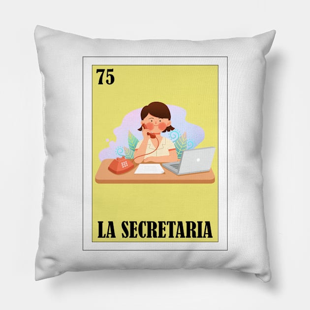 Loteria Mexicana Art - Spanish Secretary Design - Mexican Lottery La Secretaria Pillow by HispanicStore