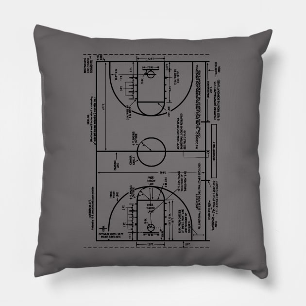 Patent Drawing College Basketball Court Pillow by MadebyDesign