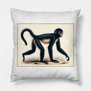 Spider Monkey Vintage Lithograph Pillow