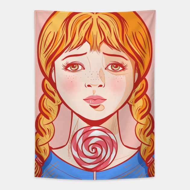 Girl with pigtails Tapestry by Mimie20