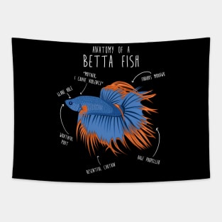 Betta Fish Siamese Fighting Fish Anatomy Tapestry