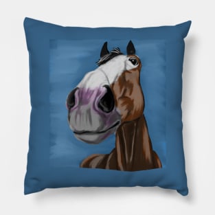 Funny horse portrait Pillow