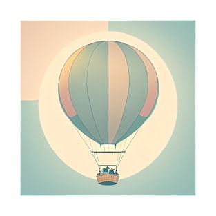 Pastel Color Peaceful Background Hot Air Balloon Drawing T-Shirt