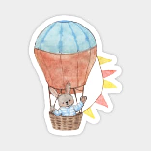 Rabbit on hot air balloon Magnet