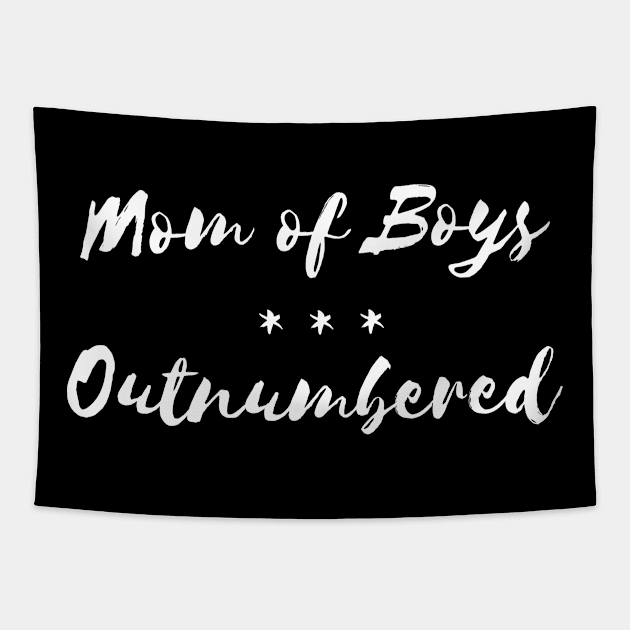 Womens Mom of Boys - Outnumbered funny humor t-shirt gift mothers Tapestry by RedYolk