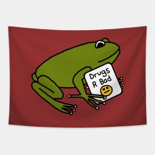 Green Frog with Anti Drugs Message Tapestry