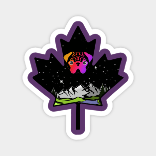 Canadian Maple Leaf Pug - Orange/Pink/Purple Magnet