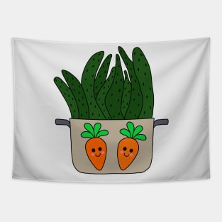 Cute Cactus Design #179: Succulent In Cooking Pot With Carrots Tapestry