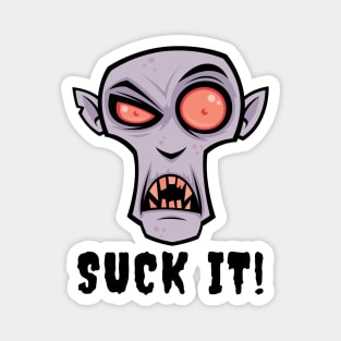 Creepy Vampire Cartoon with Suck It Text Magnet