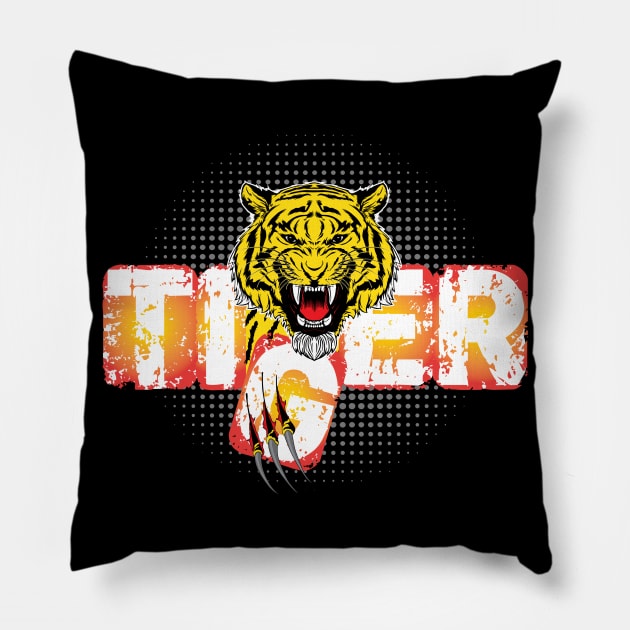 Angry Tiger Pillow by anbartshirts