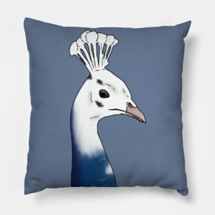 Leucistic Peacock Head Pillow