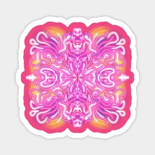 Pink neon mandala Magnet