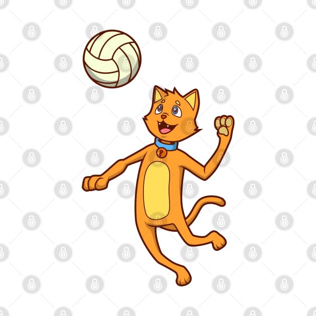 Comic cat playing volleyball by Modern Medieval Design