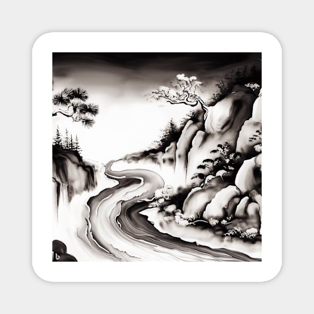 an oriental landscape painting Magnet by M.T shop