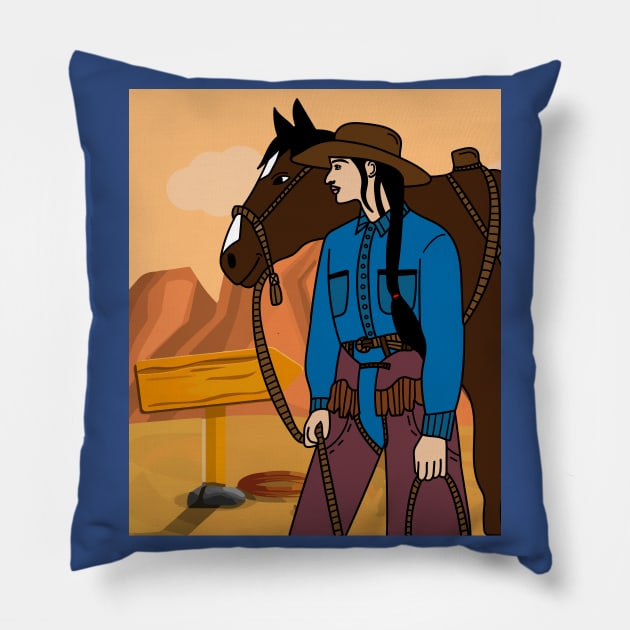 Retro Wild West Cowboys Rodeo Pillow by flofin