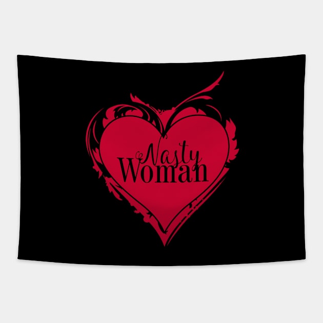 NASTY WOMAN Art Heart message Tapestry by EDDArt