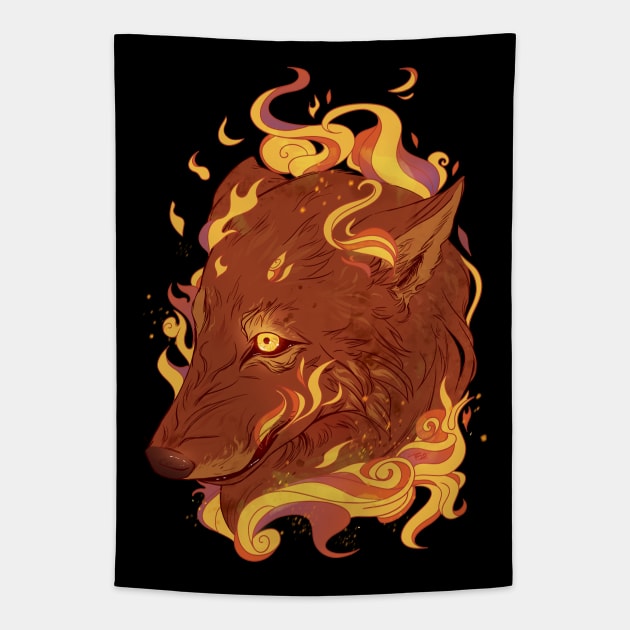 Fire Wolf Tapestry by RioBurton