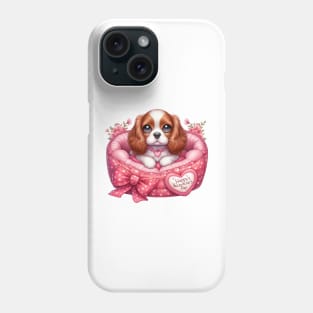 Valentine Cocker Spaniel Dog in Bed Phone Case