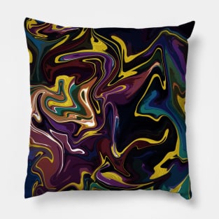 Jewel Tones with Gold Silk Marble - Orange, Teal, Blue, Green, Purple, Red Liquid Paint Patternaint Pattern Pillow