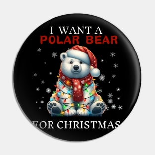 I Want a Polar Bear for Christmas Tangled Christmas Lights Pin