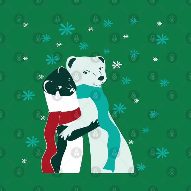 Weasel hugs Christmas in green by belettelepink