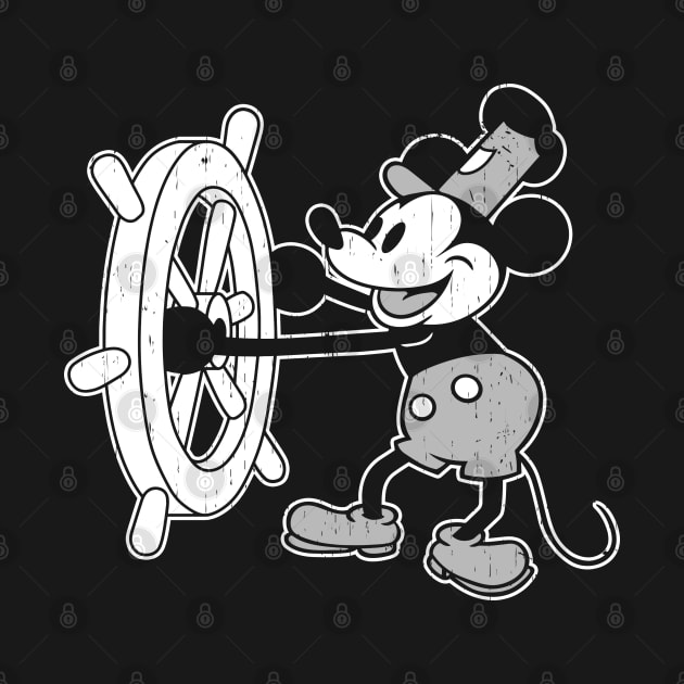 Steamboat Willie - distressed 4 dark tees by ROBZILLANYC