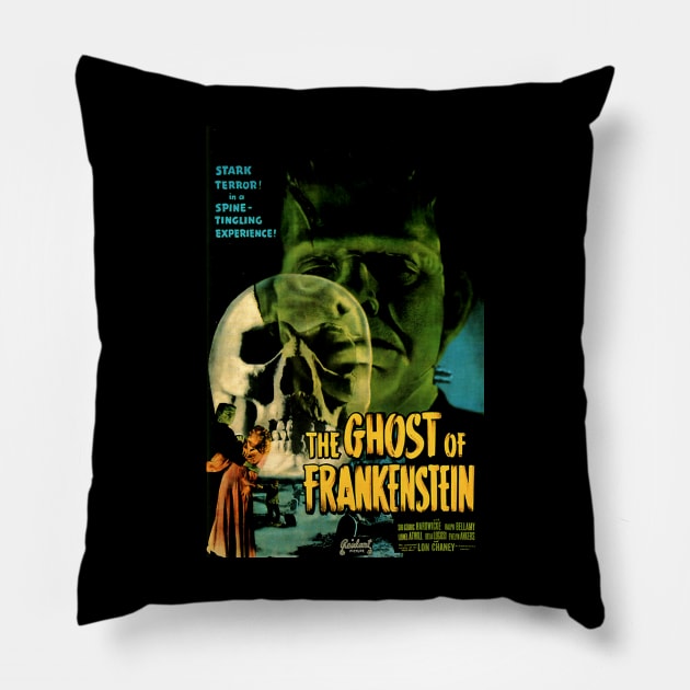 Classic Horror Movie Poster - Ghost of Frankenstein Pillow by Starbase79