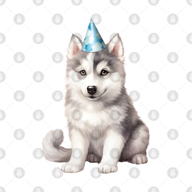 Birthday Siberian Husky Dog by Chromatic Fusion Studio