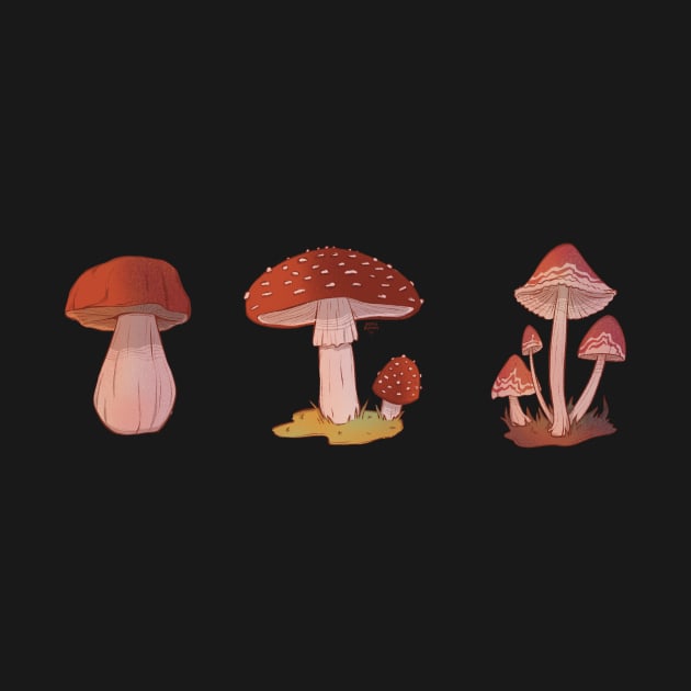 Three mushrooms by Heyitsgarazi